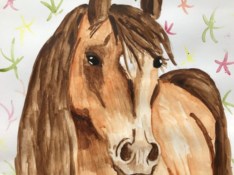 Brown watercolor horse – Day 1