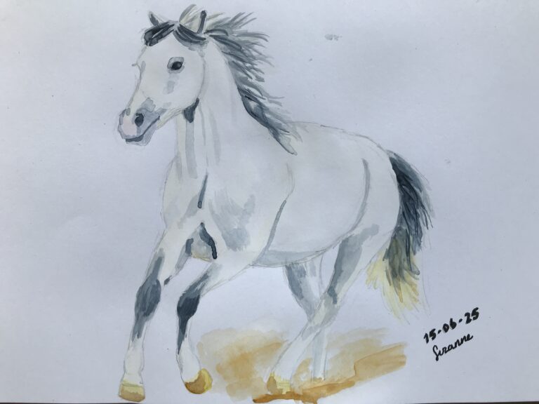 Drawing a white cantering horse – Day 7