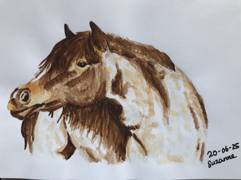 Drawing a stretching brown horse – Day 12