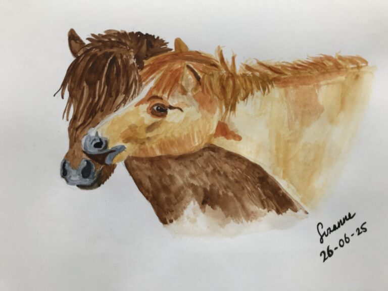 Drawing 2 cute cuddling ponies – Day 18